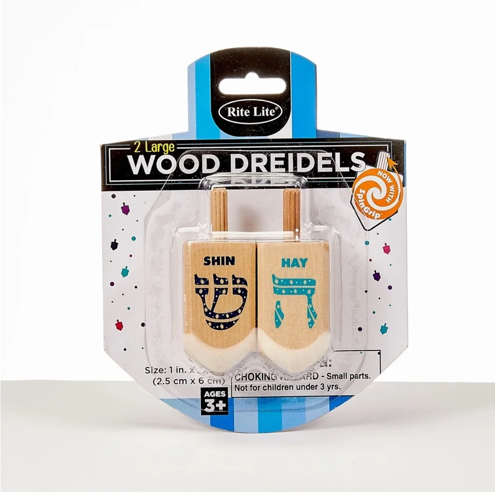 Rite Lite, Ltd - 2 Large Natural Wood Dreidels